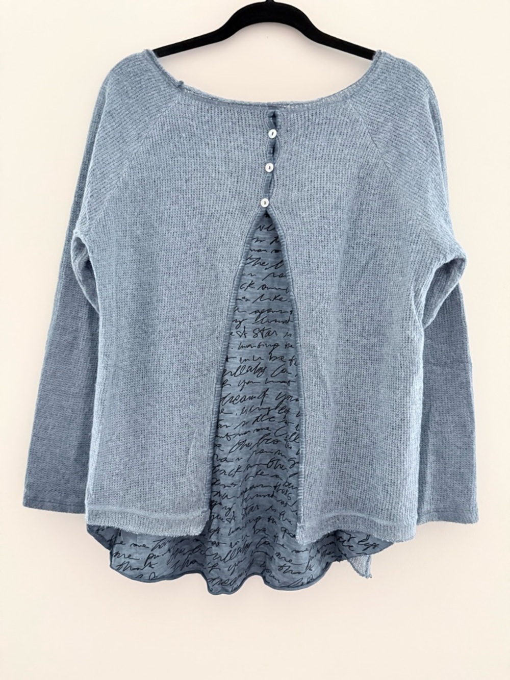 Light Blue Layered Scoop Neck Sweater